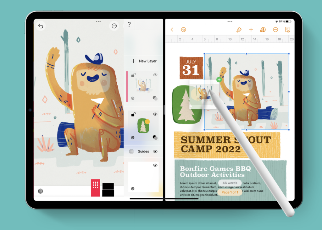 A colorful art piece being edited in a free drawing app.
