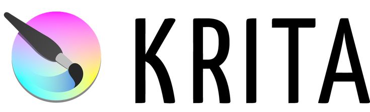 Krita's detailed interface featuring the iconic purple pencil logo and professional-grade brush settings.