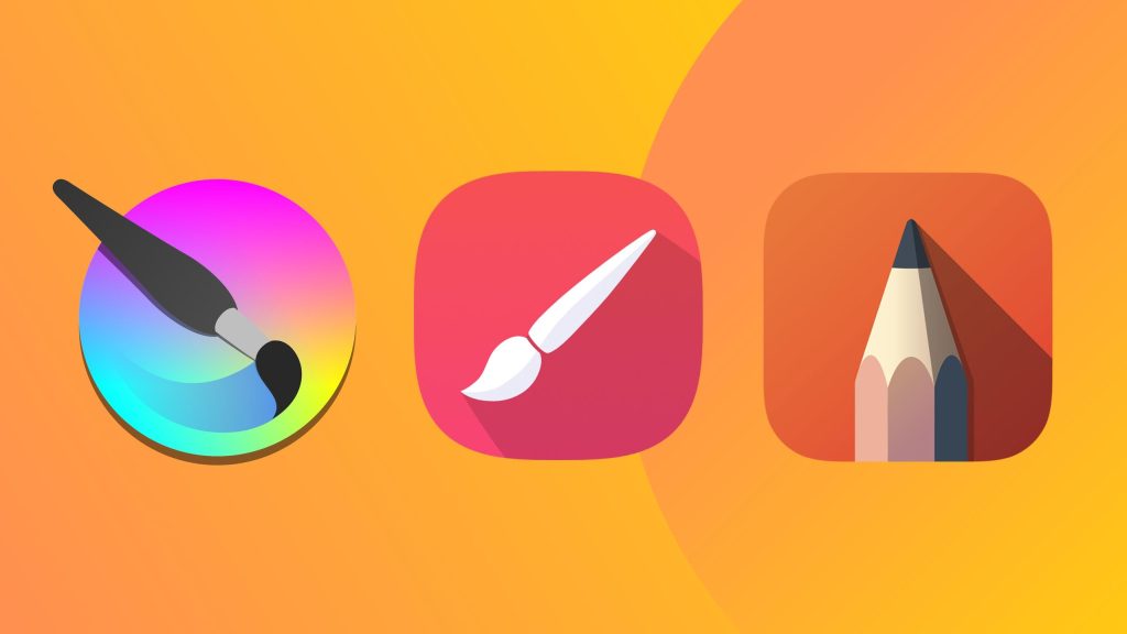 Graphic showing top-rated digital art tools and apps for mobile and desktop creators.