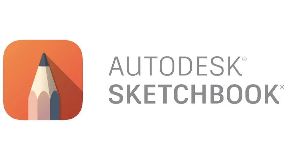 Close-up of the Sketchbook drawing app on a tablet, featuring its signature orange logo and professional-grade sketching tools.