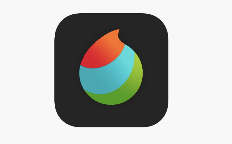 The official app icon for MediBang Paint, featuring a colorful red, blue, and green paint drop on a dark background.