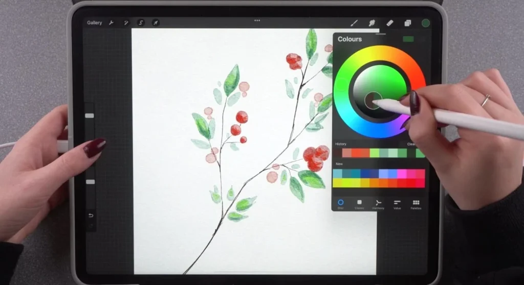 Hand-drawing a digital illustration on a mobile tablet to demonstrate digital art for beginners.